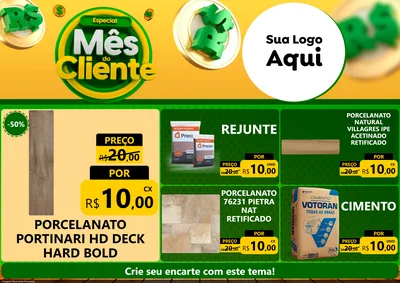 Modelo de Encarte para Encarte A4 Horizontal com o tema Especial Mês do Cliente para Pisos e revestimentos