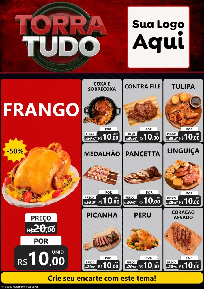 Modelo de Encarte para Encarte A4 Vertical com o tema Torra Tudo para Assados