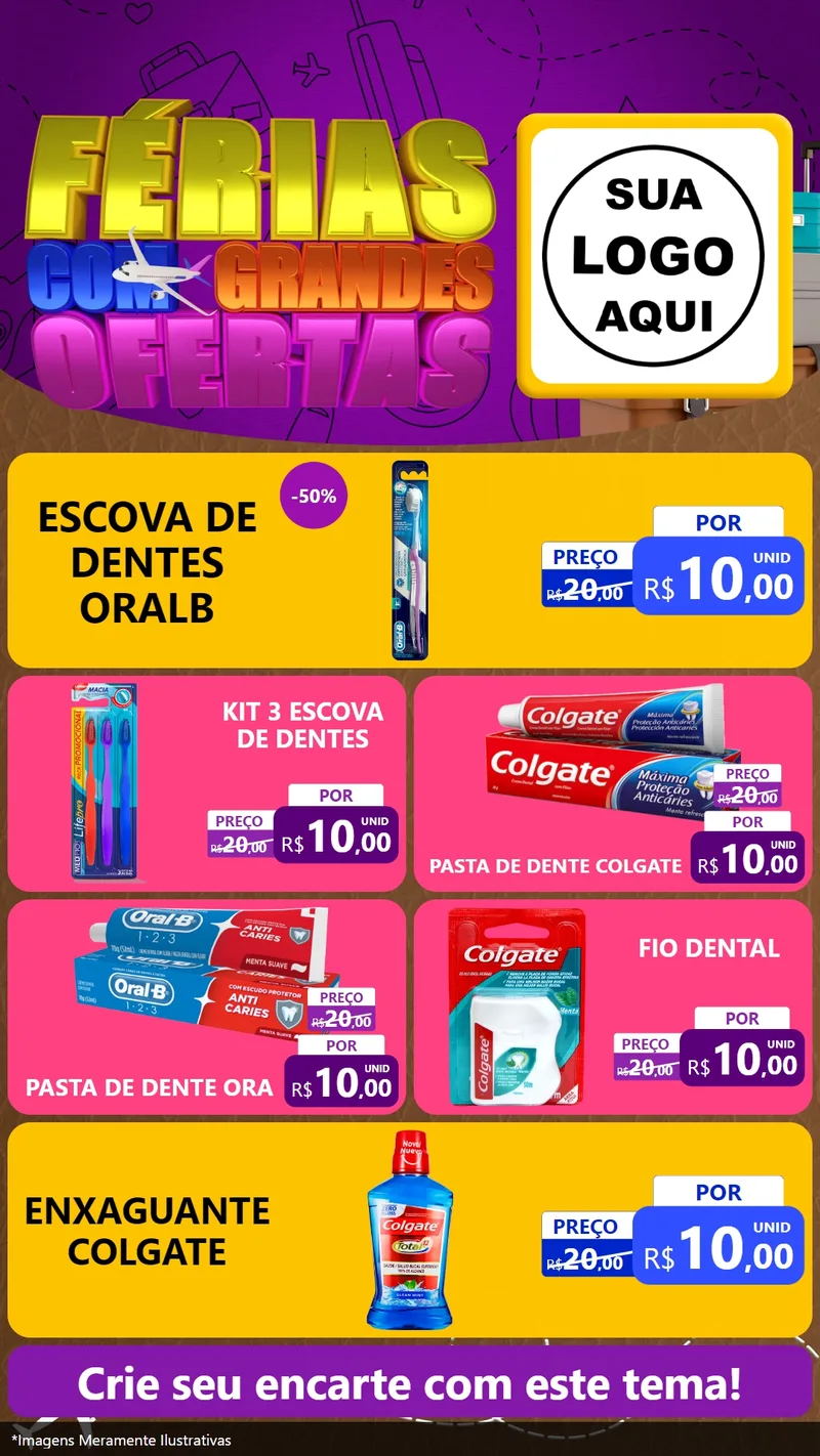 Modelo de TV para TV Vertical com o tema Férias com Grandes Ofertas para Higiene Pessoal