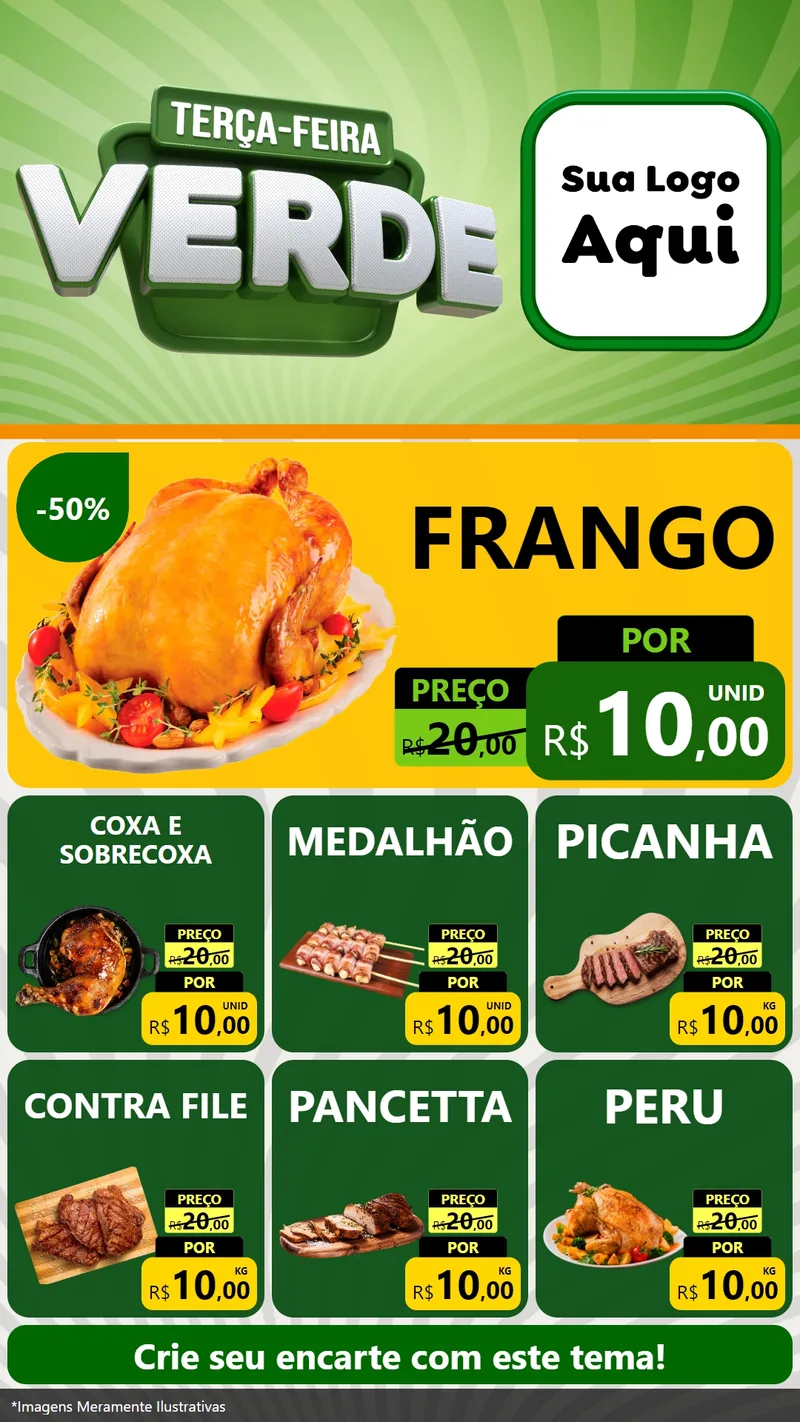 Modelo de Rede Social para Stories com o tema Terça - Feira Verde para Assados