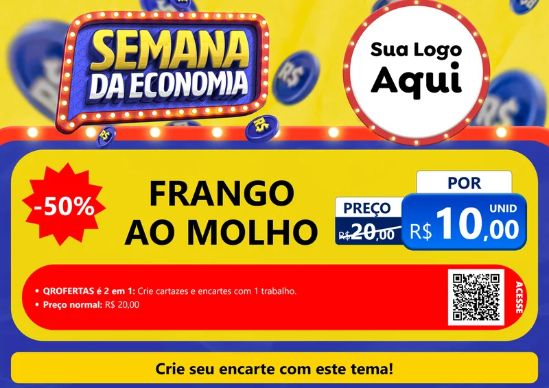 Modelo de Cartaz para Cartaz A4 Horizontal com o tema Semana da Economia para Restaurante