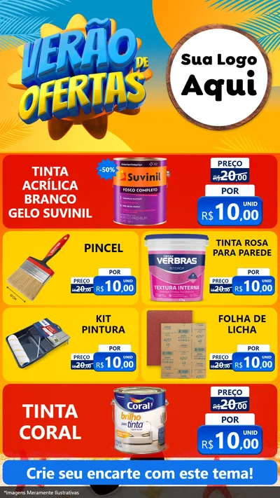 Modelo de TV para TV Vertical com o tema Verão de Ofertas para Tintas e Ferramentas
