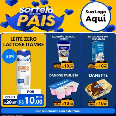 Modelo de Rede Social para Feed Facebook com o tema Sorteio Dia dos Pais para Frios e Laticínios
