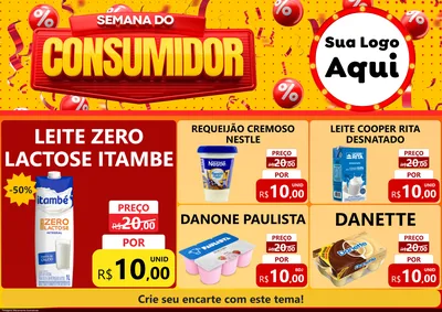 Modelo de Encarte para Encarte A4 Horizontal com o tema Semana do Consumidor para Frios e Laticínios