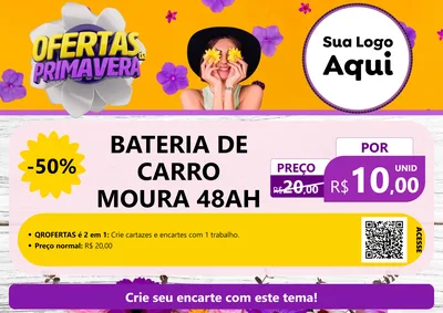 Modelo de Cartaz para Cartaz A4 Horizontal com o tema Ofertas Da Primavera para Baterias Elétricas