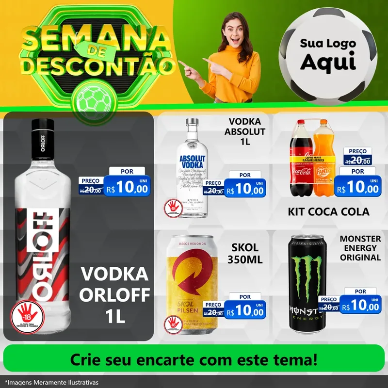 Modelo de Rede Social para Feed Facebook com o tema Semana de Descontão - Copa para Distribuidora de bebidas