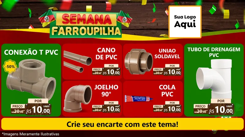 Modelo de TV para TV Horizontal com o tema Semana Farroupilha para Tubos e conexões