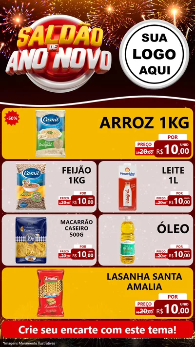 Modelo de TV para TV Vertical com o tema Saldão de Ano Novo para Supermercado