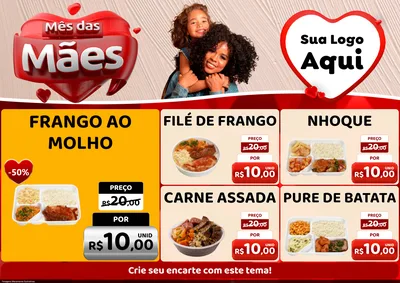 Modelo de Encarte para Encarte A4 Horizontal com o tema Mês das Mães para Restaurante