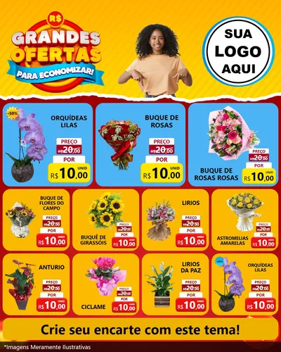 Modelo de Rede Social para Feed Instagram com o tema Grandes Ofertas Para Economizar! para Floricultura e jardim