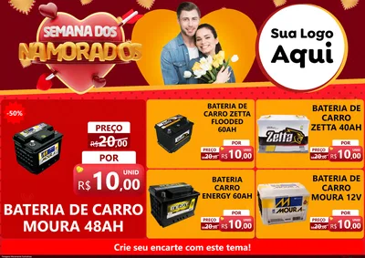 Modelo de Encarte para Encarte A4 Horizontal com o tema Semana dos Namorados para Baterias Elétricas