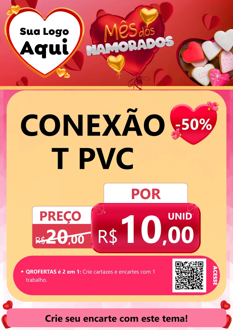 Modelo de Cartaz para Cartaz A4 Vertical com o tema Mês dos Namorados para Tubos e conexões