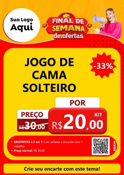 Modelo de Cartaz para Cartaz A4 Vertical com o tema Final de Semana de Ofertas para Cama, Mesa e Banho