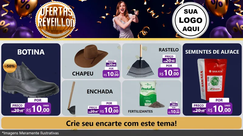 Modelo de TV para TV Horizontal com o tema Ofertas de Réveillon para Agropecuária