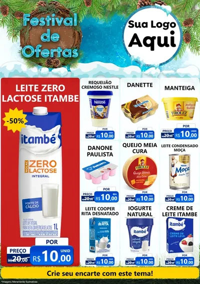 Modelo de Encarte para Encarte A4 Vertical com o tema Festival de Ofertas - Inverno para Frios e Laticínios