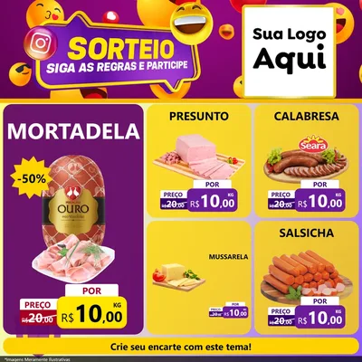 Modelo de Rede Social para Feed Facebook com o tema Sorteio para Frios e Laticínios