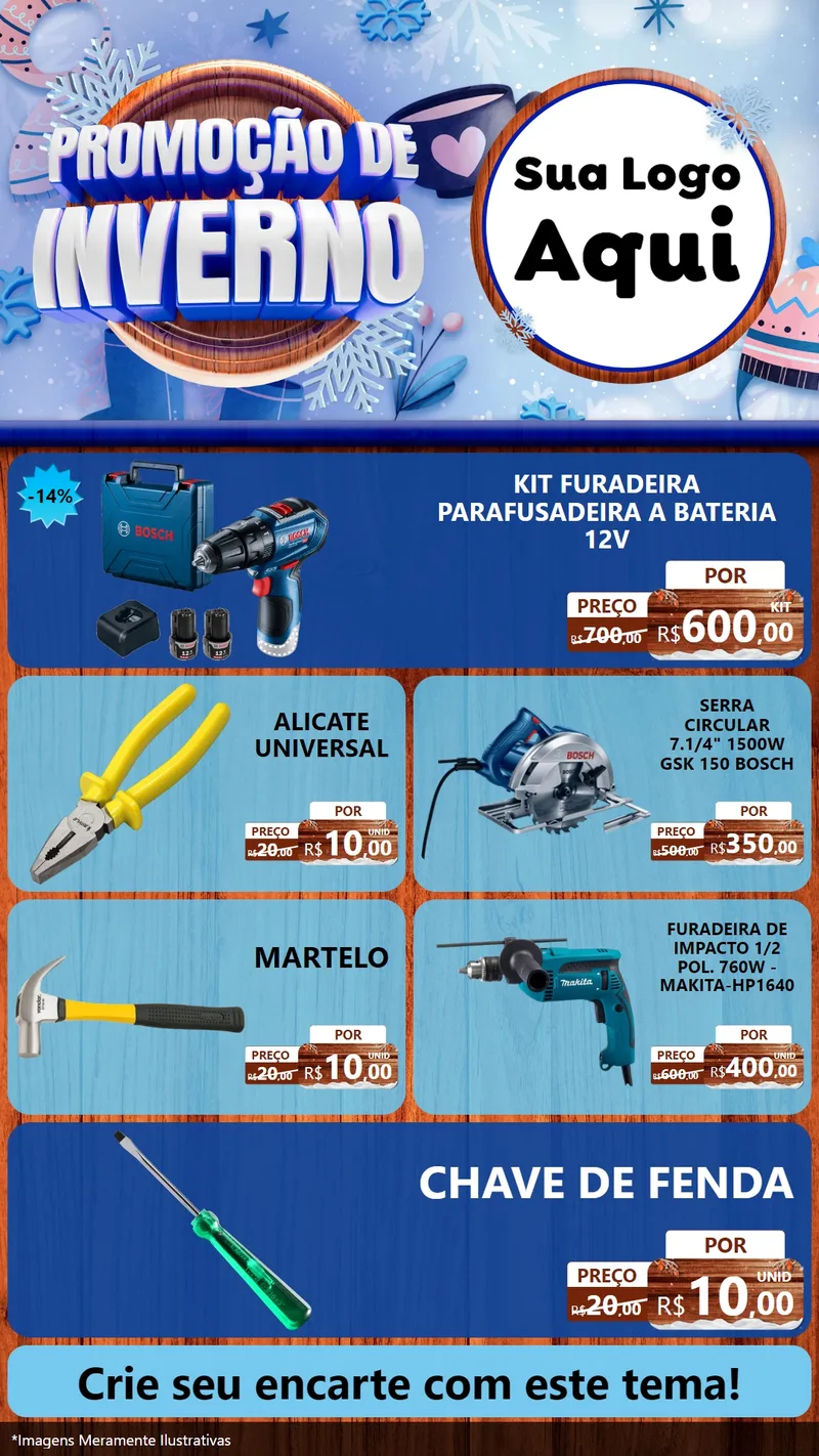 Modelo de TV para TV Vertical com o tema Promoção de Inverno para Maquinas e Ferramentas