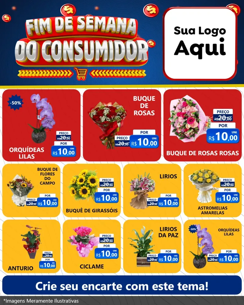 Modelo de Rede Social para Feed Instagram com o tema Fim de Semana do Consumidor para Floricultura e jardim