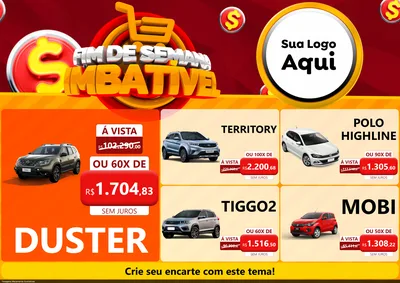 Modelo de Encarte para Encarte A4 Horizontal com o tema Fim de Semana Imbatível para Concessionaria de Carros