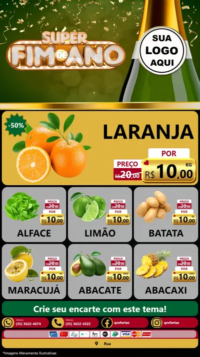 Modelo de Rede Social para Stories com o tema Super Fim de Ano para Hortifrúti