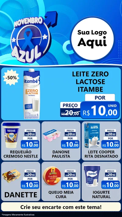 Modelo de Rede Social para Stories com o tema Novembro Azul para Frios e Laticínios