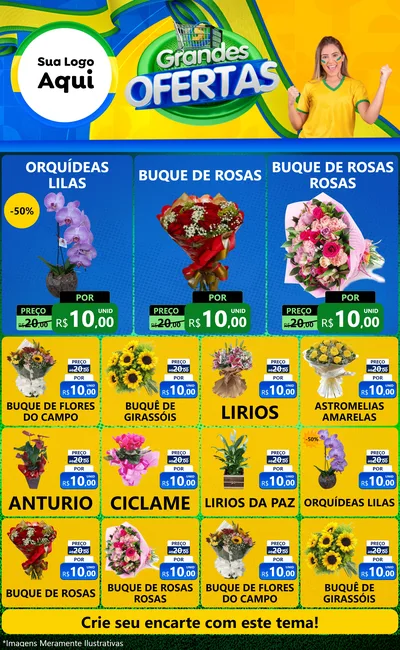 Modelo de Encarte para Encarte Grande com o tema Grandes Ofertas para Floricultura e jardim