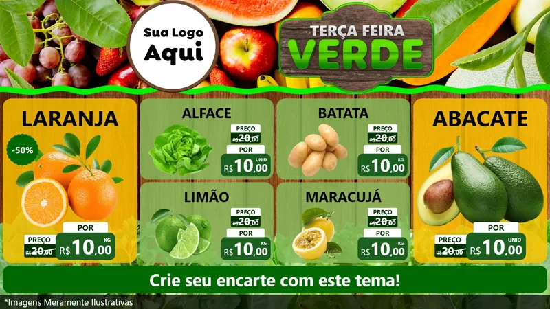 Modelo de TV para TV Horizontal com o tema Terça-feira Verde para Hortifrúti