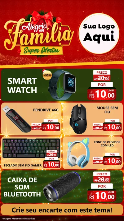 Modelo de TV para TV Vertical com o tema Alegria em Família Super Ofertas - Natal para Informática