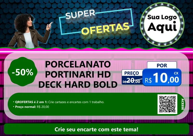 Modelo de Cartaz para Cartaz A4 Horizontal com o tema Super Ofertas para Pisos e revestimentos