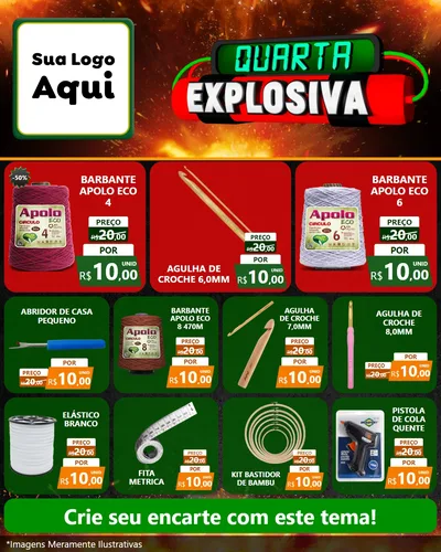 Modelo de Rede Social para Feed Instagram com o tema Quarta Explosiva para Armarinho e Aviamentos