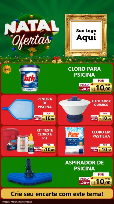 Modelo de TV para TV Vertical com o tema Natal de Ofertas para Produtos para Piscina