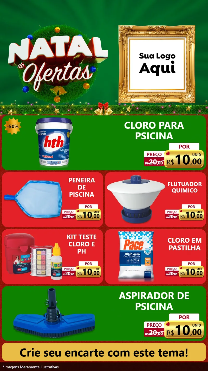 Modelo de TV para TV Vertical com o tema Natal de Ofertas para Produtos para Piscina