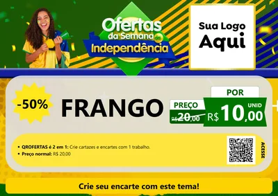 Modelo de Cartaz para Cartaz A4 Horizontal com o tema Ofertas da Semana da Independência para Assados