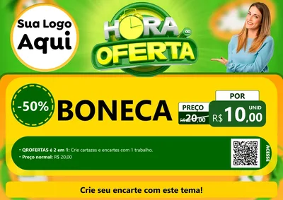 Modelo de Cartaz para Cartaz A4 Horizontal com o tema Hora da Oferta para Brinquedos