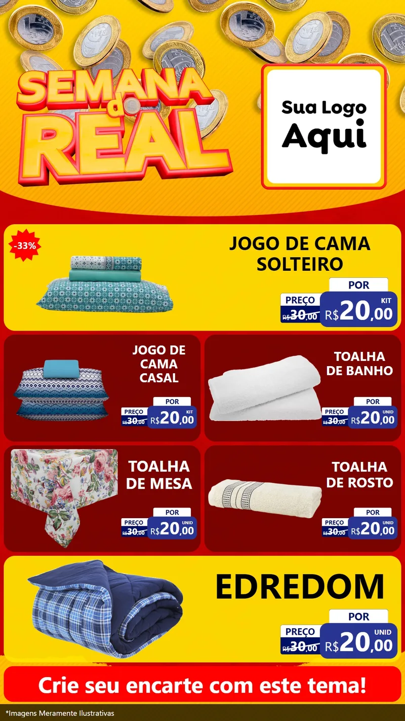 Modelo de TV para TV Vertical com o tema Semana do Real para Cama, Mesa e Banho