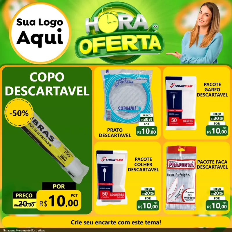 Modelo de Rede Social para Feed Facebook com o tema Hora da Oferta para Embalagens