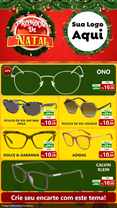 Modelo de TV para TV Vertical com o tema Promoção de Natal para Óticas