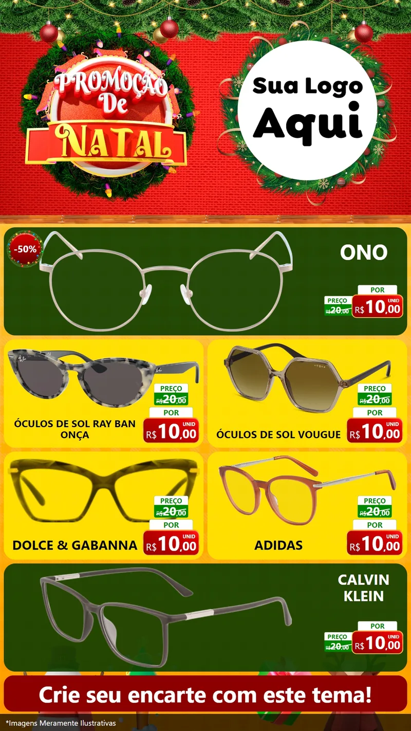 Modelo de TV para TV Vertical com o tema Promoção de Natal para Óticas
