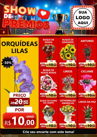 Modelo de Encarte para Encarte A4 Vertical com o tema Show de Prêmios para Floricultura e jardim