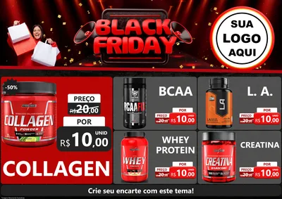 Modelo de Encarte para Encarte A4 Horizontal com o tema Black Friday para Suplementos alimentares