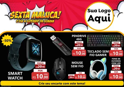 Modelo de Encarte para Encarte A4 Horizontal com o tema Sexta Maluca! para Informática