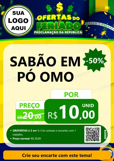 Modelo de Cartaz para Cartaz A4 Vertical com o tema Ofertas do Feriado - Proclamação da República para Produtos de Limpeza
