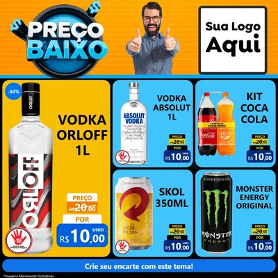 Modelo de Rede Social para Feed Facebook com o tema Preço Baixo para Distribuidora de bebidas