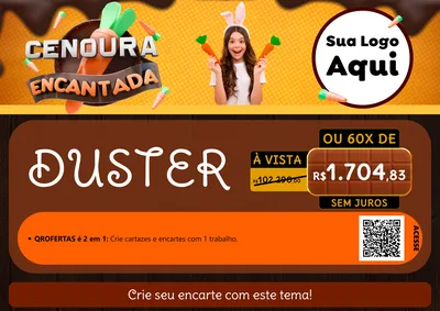 Modelo de Cartaz para Cartaz A4 Horizontal com o tema Cenoura Encantada - Páscoa para Concessionaria de Carros
