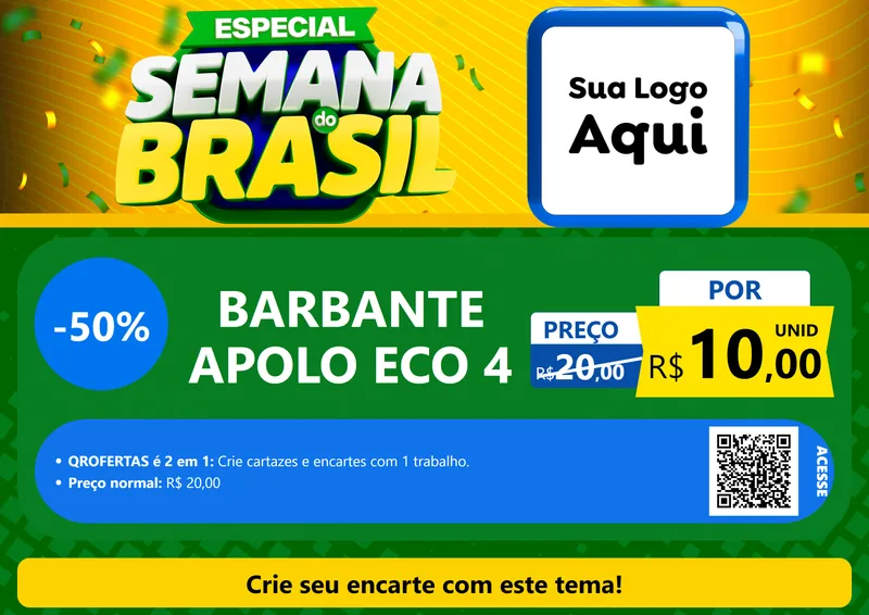 Modelo de Cartaz para Cartaz A4 Horizontal com o tema Especial Semana do Brasil para Armarinho e Aviamentos