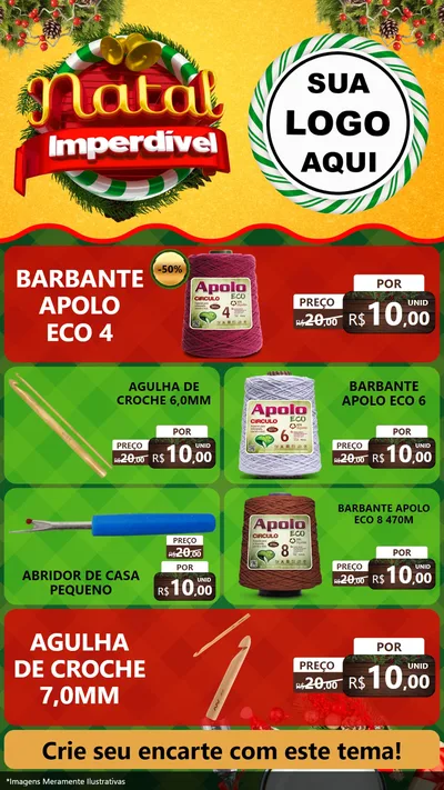Modelo de TV para TV Vertical com o tema Natal Imperdível para Armarinho e Aviamentos