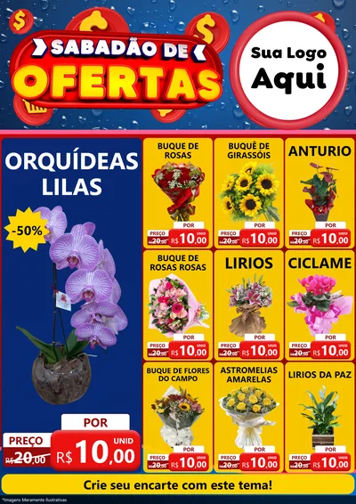Modelo de Encarte para Encarte A4 Vertical com o tema Sabadão de Ofertas para Floricultura e jardim
