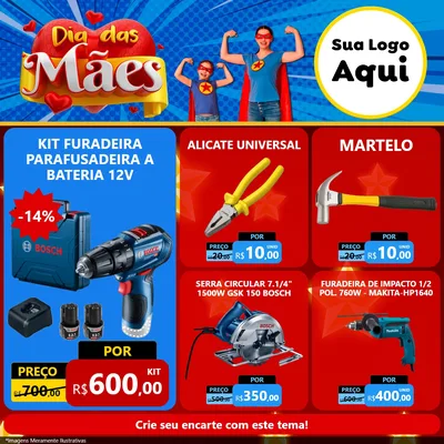 Modelo de Rede Social para Feed Facebook com o tema Dia das Mães para Maquinas e Ferramentas