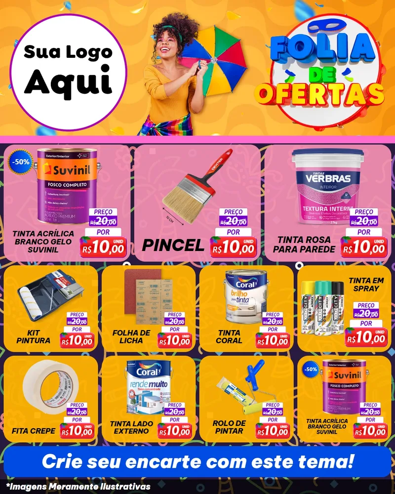Modelo de Rede Social para Feed Instagram com o tema Folia de Ofertas para Tintas e Ferramentas