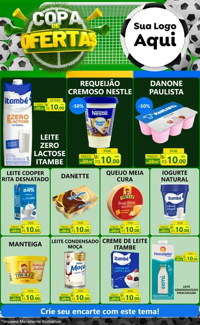 Modelo de Encarte para Encarte Grande com o tema Copa De Ofertas para Frios e Laticínios